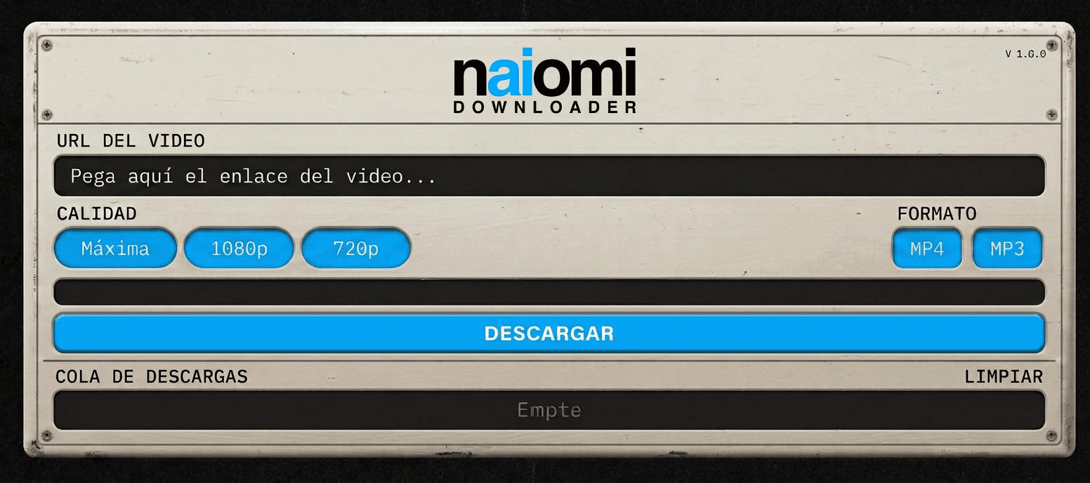 NAIOMI Downloader — vista del panel